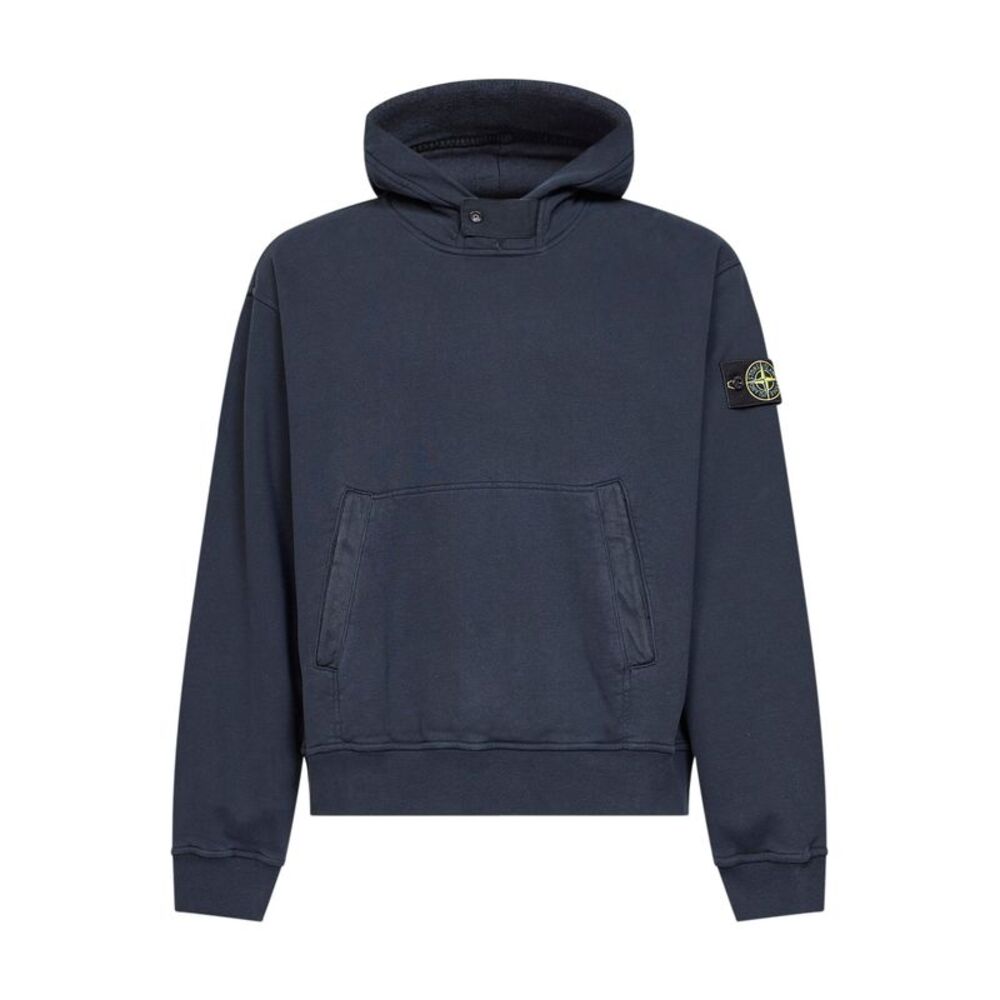Stone Island Men Blue Organic Cotton Hoodie